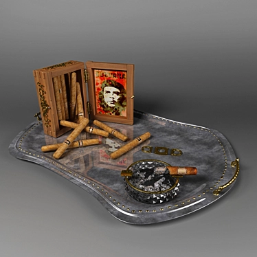 Wooden Tray Cigars: Elegant and Practical 3D model image 1 