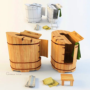 Cedar Barrel Pool: Perfect for Relaxation! 3D model image 1 