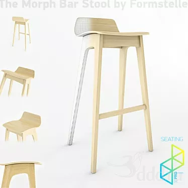 Modern Wood Morph Bar Stool 3D model image 1 