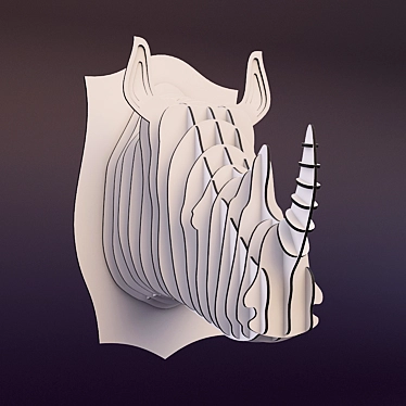 Large Cardboard Rhino Trophy 3D model image 1 