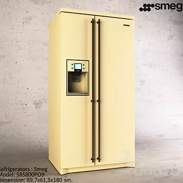 Sleek and Stylish SMEG Fridge 3D model image 1 