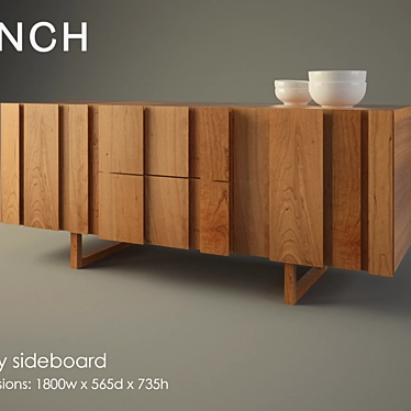 Minimalist Wooden Lowry Sideboard 3D model image 1 