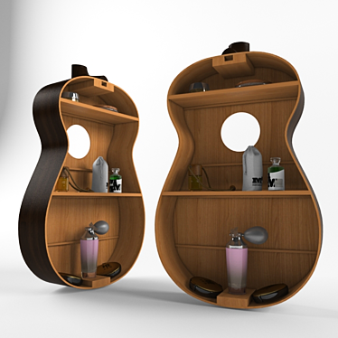 Title: Guitar-inspired Bedroom Shelf 3D model image 1 