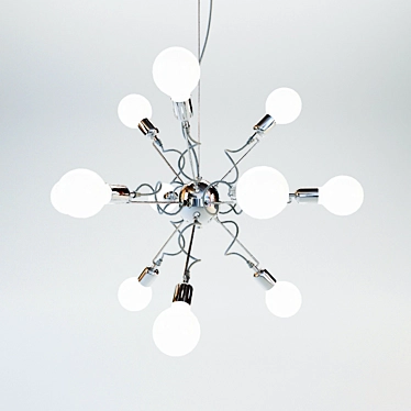 Modern Chrome Chandelier, 12 Shades 3D model image 1 