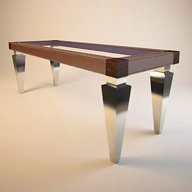 Title: Customizable Leather-bound Glass Table 3D model image 1 