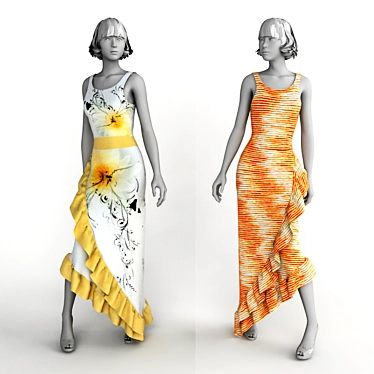 Elegant Lace Dress 3D model image 1 