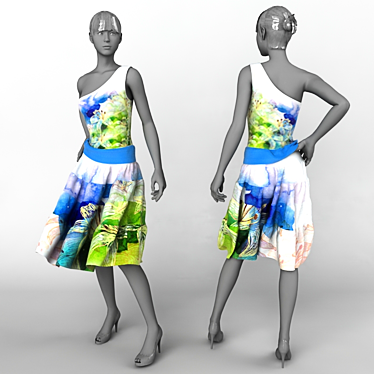 Elegant Floral Maxi Dress 3D model image 1 