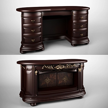 Custom Classic Writing Desk 3D model image 1 