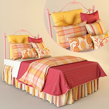 Pinkerton Girls Bedding Set 3D model image 1 