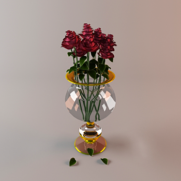 Elegant Rose Vase 3D model image 1 