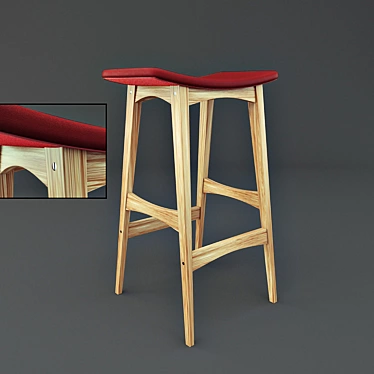 Sleek Low Bar Stool 3D model image 1 