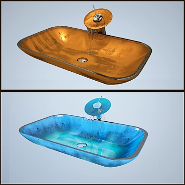 Elegant Kraus Blue Glass Sink 3D model image 1 