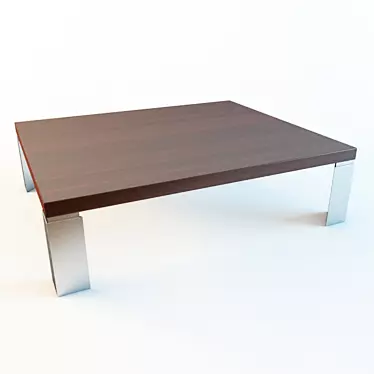 Contemporary Wood Coffee Table with Stainless Steel Legs 3D model image 1 