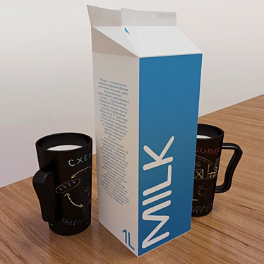 Healthy Milk Set with Chalkboard Cups 3D model image 1 