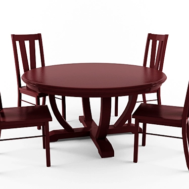 American Style Round Table Set 3D model image 1 