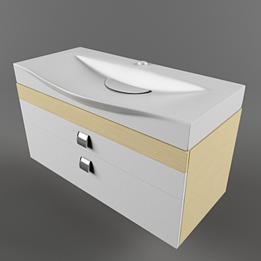 Wave-100 Sink with Vanity - Textured 3D model image 1 