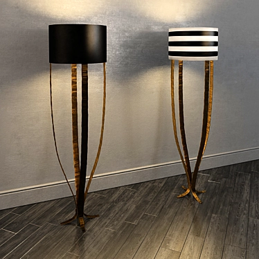 Elegant French Brass Floor Lamp 3D model image 1 
