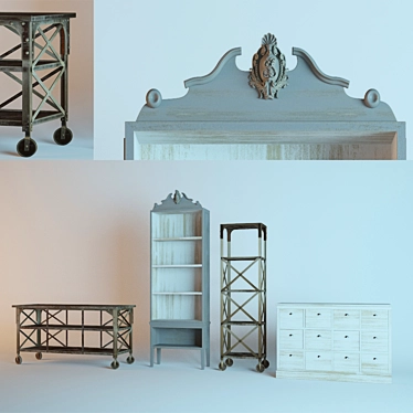 Vintage-Inspired Shelves & Drawers 3D model image 1 