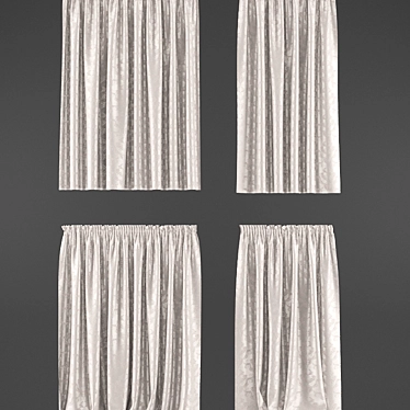 Silver Printed Curtains 3D model image 1 