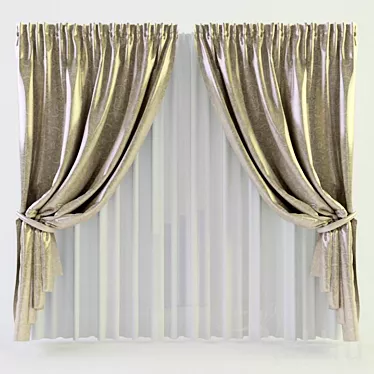 Luxury Silk Curtain: Timeless Elegance 3D model image 1 