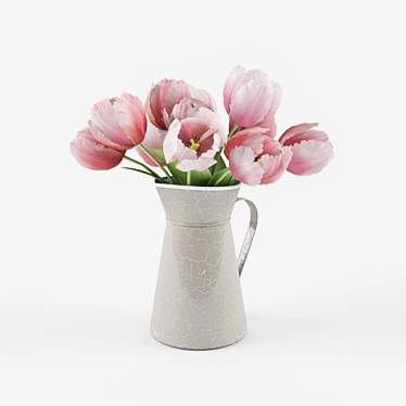 Fresh Cut Tulips in Vase 3D model image 1 