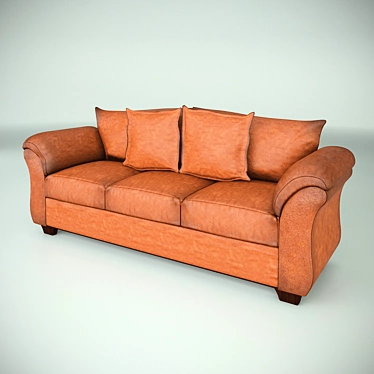 Simple Leather Sofa 3D model image 1 