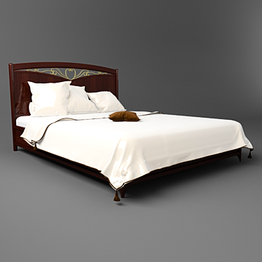 Vintage Ash Wood Bed 3D model image 1 