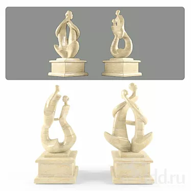 Elegant Bronze Figurine 3D model image 1 