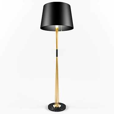 MILES | Floor Lamp - Elegant Brass and Marble Torchère 3D model image 1 