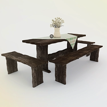 Sauna Wooden Furniture Set 3D model image 1 