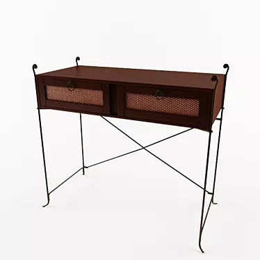 Rattan and Metal Parigi Dressing Table 3D model image 1 