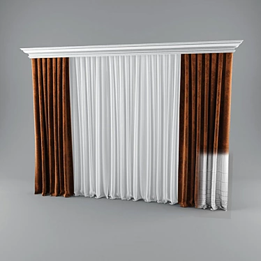 Elegant Window Curtains 3D model image 1 