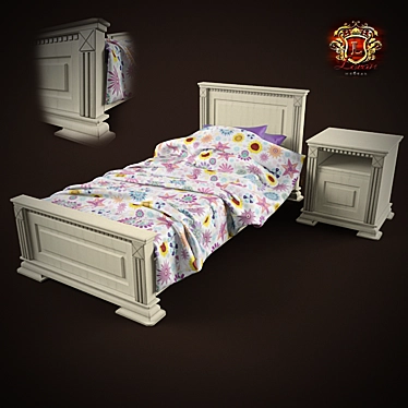 Verdi Suite 6: Stylish Ivory Cot 3D model image 1 