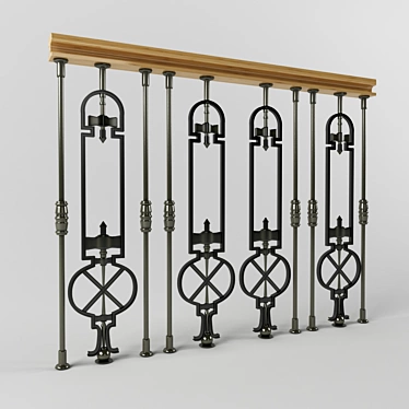 Elegant Wrought Iron Railings 3D model image 1 