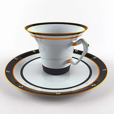 Sleek Quartz Teacup & Saucer 3D model image 1 