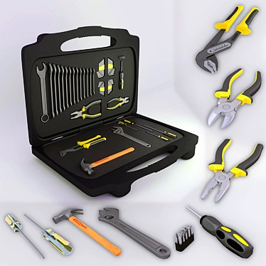 Versatile Hand Tool Set: Hammer, Pliers, Screwdrivers & More 3D model image 1 