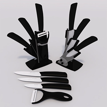 Ceramic Kitchen Knife Set 3D model image 1 