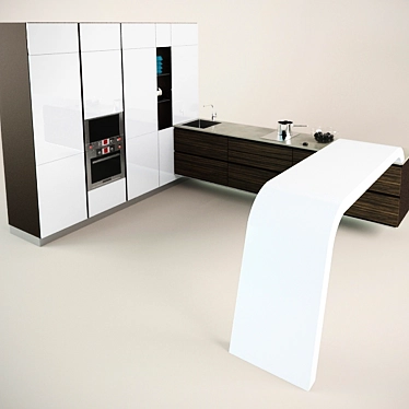 Elegant Ebony Kitchen Collection 3D model image 1 