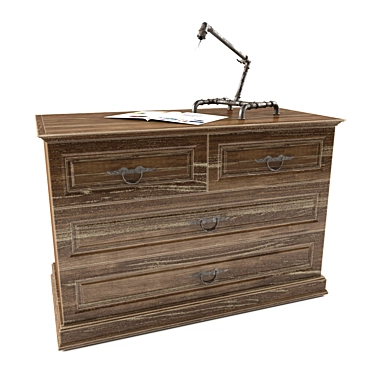 Vintage Dresser and Table Lamp 3D model image 1 