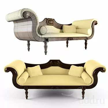 Exquisite Teak Colonial Sofa 3D model image 1 
