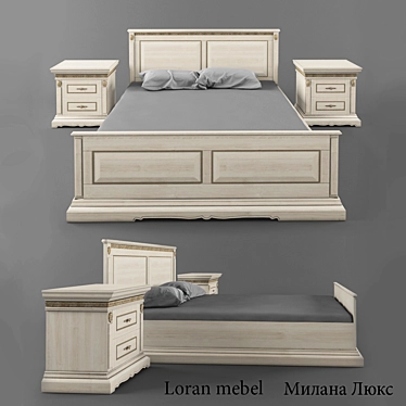 Loranmebel Milan Bed: Luxurious Elegance 3D model image 1 
