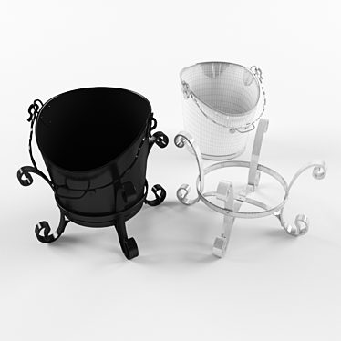 Hammered Coal Bucket Set 3D model image 1 