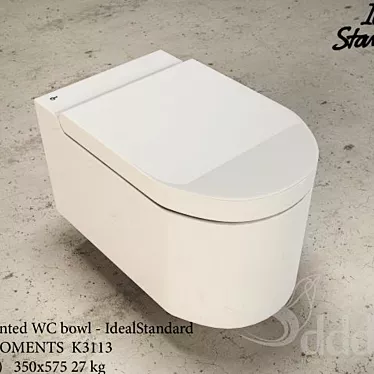 Elegant Wall Mounted WC Bowl 3D model image 1 