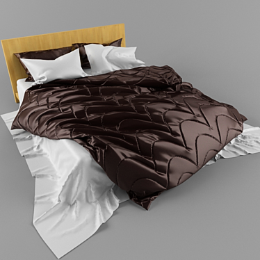 Silk Chocolate & White Bed Linen 3D model image 1 