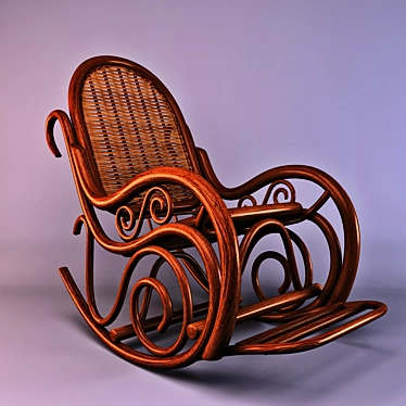 Ergonomic Rattan Rocking Chair 3D model image 1 