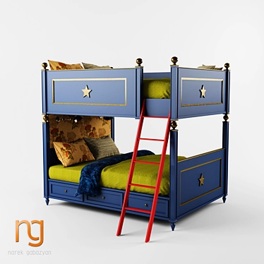 Dual Bunk Bed for Kids 3D model image 1 