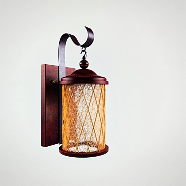 Elegant Wood & Metal Wall Lamp 3D model image 1 