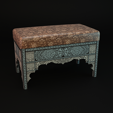 Oriental-Style Bench: 730x415x500 mm 3D model image 1 