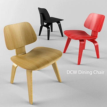 Eames Replica DCW Wooden Dining Chair 3D model image 1 