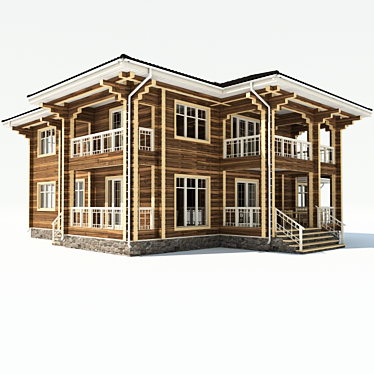 Modern Wooden Cottage with Textured Finish 3D model image 1 